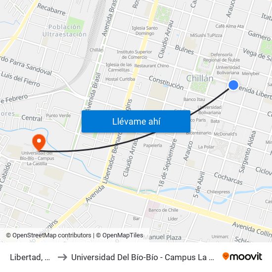 Libertad, 718 to Universidad Del Bío-Bío - Campus La Castilla map
