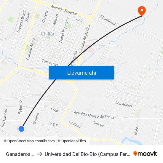 Ganaderos, 777 to Universidad Del Bío-Bío (Campus Fernando May) map