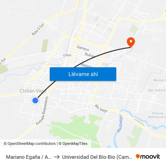 Mariano Egaña / Antonio Varas to Universidad Del Bío-Bío (Campus Fernando May) map