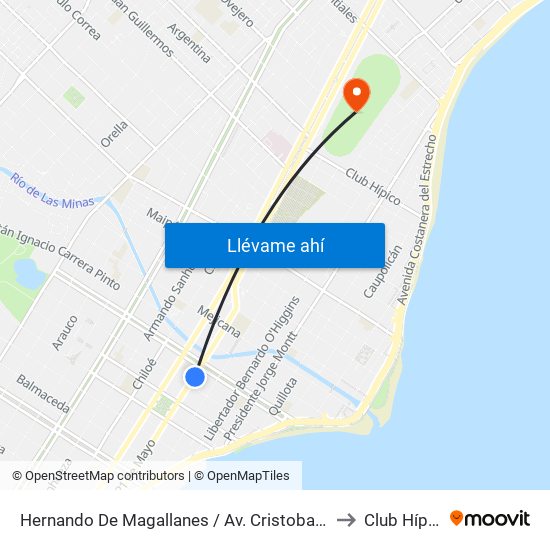 Hernando De Magallanes / Av. Cristobal Colón to Club Hípico map