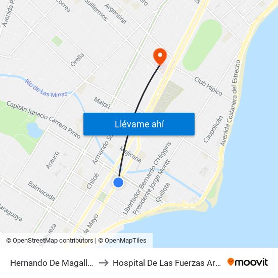 Hernando De Magallanes / Av. Cristobal Colón to Hospital De Las Fuerzas Armadas Cirujano Cornelio Guzmán map