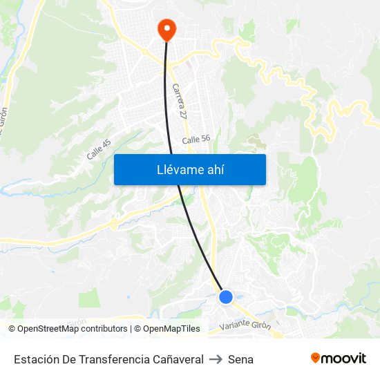 Estación De Transferencia Cañaveral to Sena map