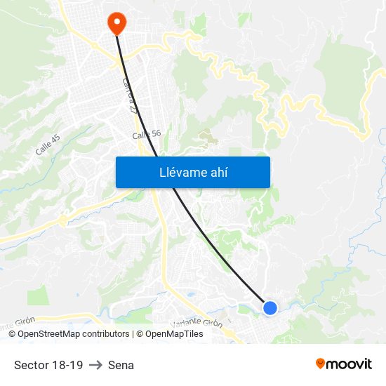 Sector 18-19 to Sena map