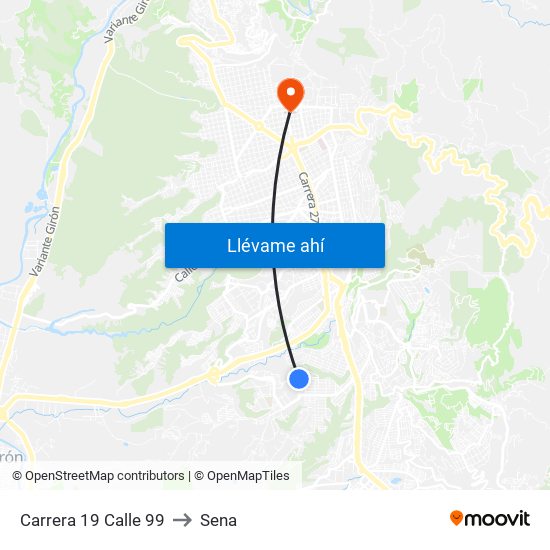 Carrera 19 Calle 99 to Sena map