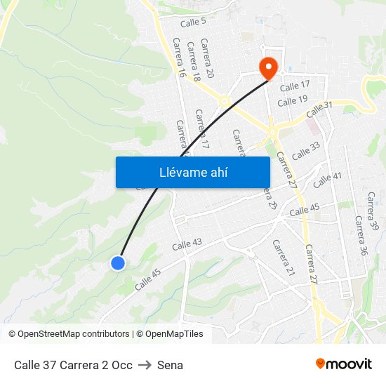 Calle 37 Carrera 2 Occ to Sena map