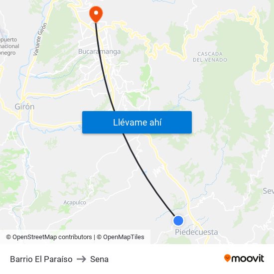Barrio El Paraíso to Sena map