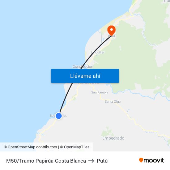 M50/Tramo Papirúa-Costa Blanca to Putú map