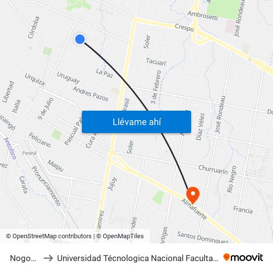 Nogoyá, 300 to Universidad Técnologica Nacional Facultad Regional Paraná (Utn Frp) map