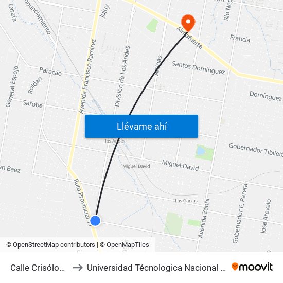 Calle Crisólogo Larralde, 185 to Universidad Técnologica Nacional Facultad Regional Paraná (Utn Frp) map