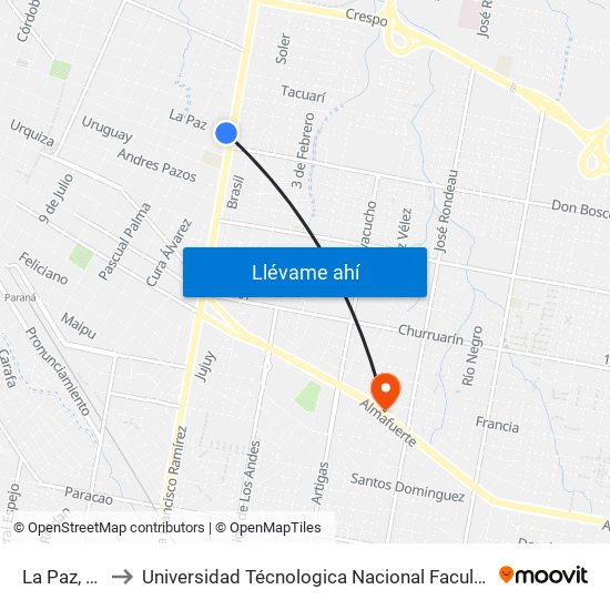 La Paz, 702-800 to Universidad Técnologica Nacional Facultad Regional Paraná (Utn Frp) map