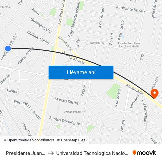 Presidente Juan Domingo Perón, 709 to Universidad Técnologica Nacional Facultad Regional Paraná (Utn Frp) map