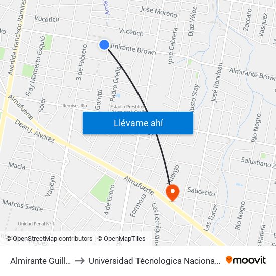 Almirante Guillermo Brown, 506 to Universidad Técnologica Nacional Facultad Regional Paraná (Utn Frp) map