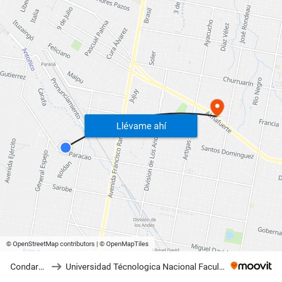 Condarco, 1999 to Universidad Técnologica Nacional Facultad Regional Paraná (Utn Frp) map