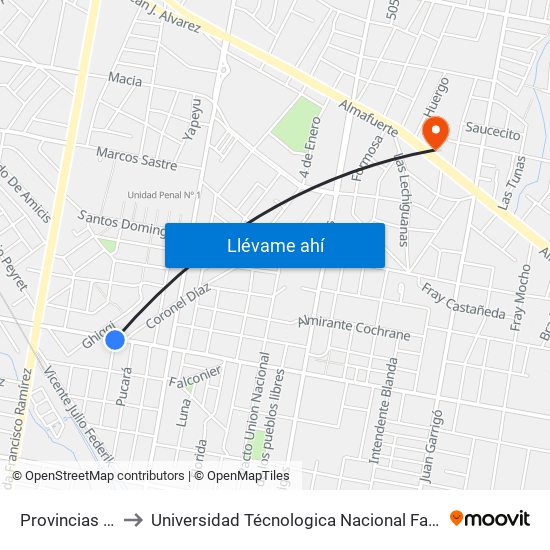 Provincias Unidas, 205 to Universidad Técnologica Nacional Facultad Regional Paraná (Utn Frp) map