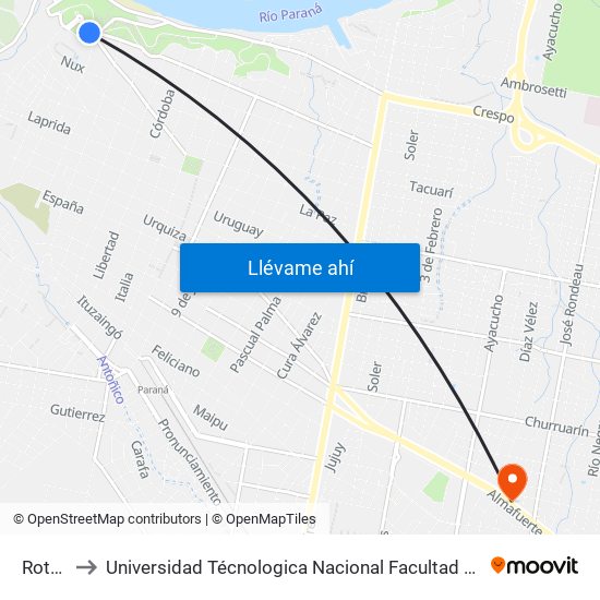 Rotonda to Universidad Técnologica Nacional Facultad Regional Paraná (Utn Frp) map