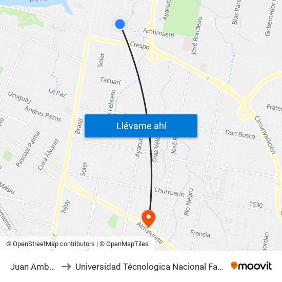 Juan Ambrosetti, 295 to Universidad Técnologica Nacional Facultad Regional Paraná (Utn Frp) map