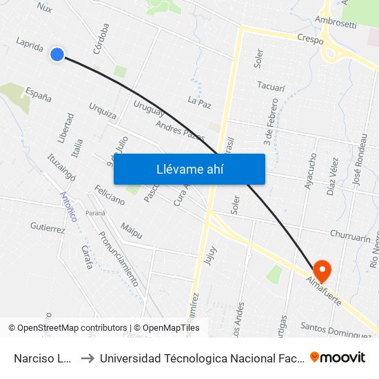 Narciso Laprida, 590 to Universidad Técnologica Nacional Facultad Regional Paraná (Utn Frp) map