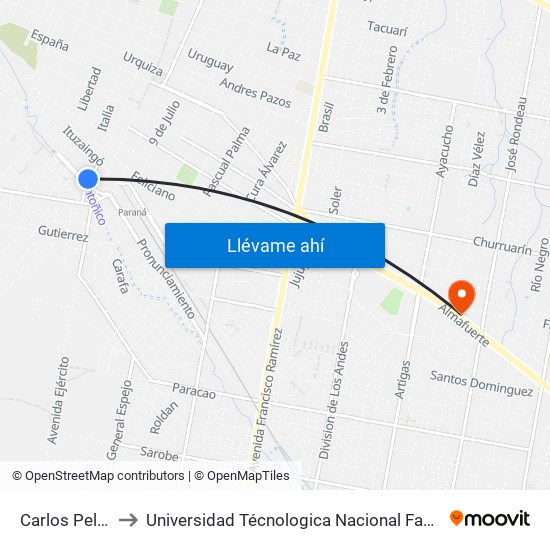 Carlos Pellegrini, 780 to Universidad Técnologica Nacional Facultad Regional Paraná (Utn Frp) map