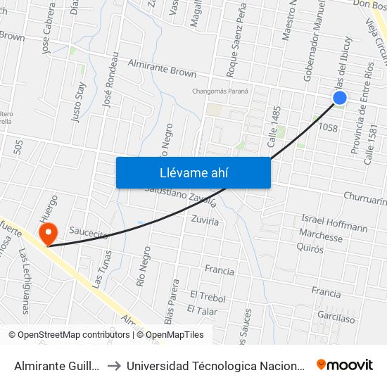 Almirante Guillermo Brown, 2400 to Universidad Técnologica Nacional Facultad Regional Paraná (Utn Frp) map