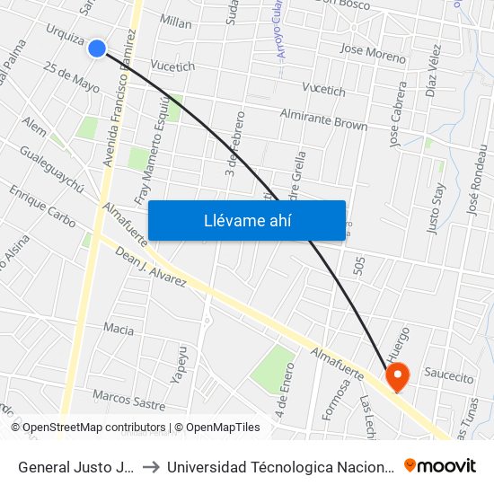 General Justo José De Urquiza, 101 to Universidad Técnologica Nacional Facultad Regional Paraná (Utn Frp) map