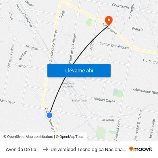 Avenida De Las Américas, 3775 to Universidad Técnologica Nacional Facultad Regional Paraná (Utn Frp) map