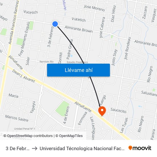 3 De Febrero, 1220 to Universidad Técnologica Nacional Facultad Regional Paraná (Utn Frp) map