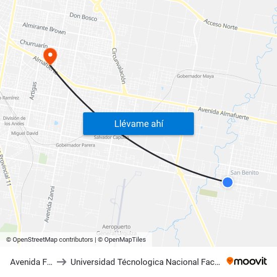 Avenida Friuli, 1085 to Universidad Técnologica Nacional Facultad Regional Paraná (Utn Frp) map