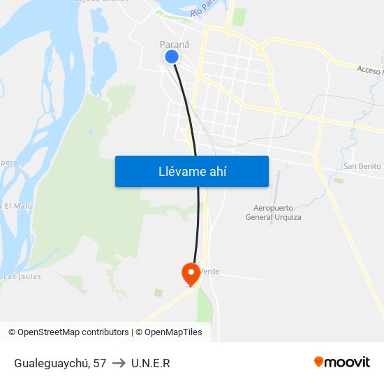 Gualeguaychú, 57 to U.N.E.R map