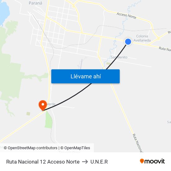 Ruta Nacional 12 Acceso Norte to U.N.E.R map