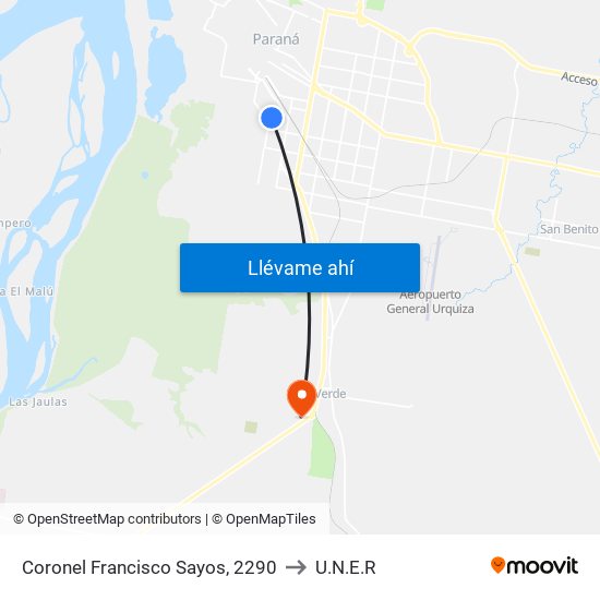 Coronel Francisco Sayos, 2290 to U.N.E.R map