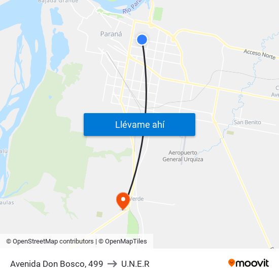 Avenida Don Bosco, 499 to U.N.E.R map