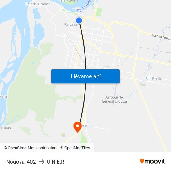 Nogoyá, 402 to U.N.E.R map