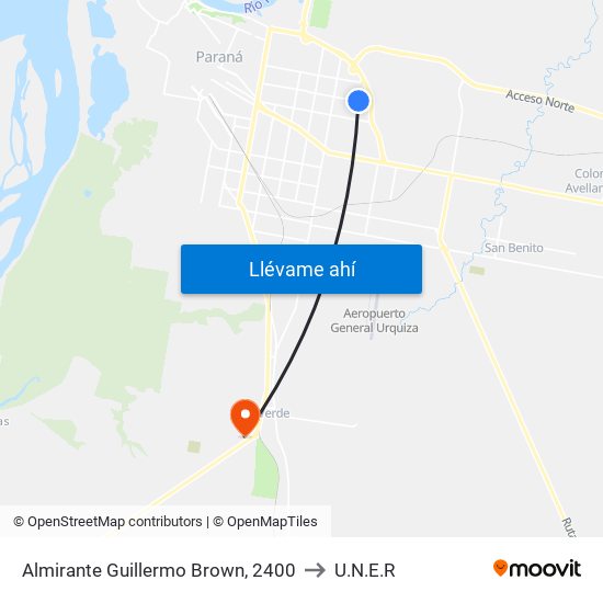 Almirante Guillermo Brown, 2400 to U.N.E.R map