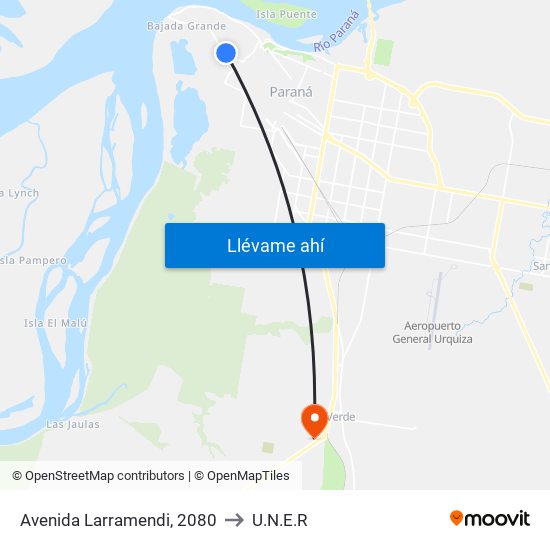 Avenida Larramendi, 2080 to U.N.E.R map