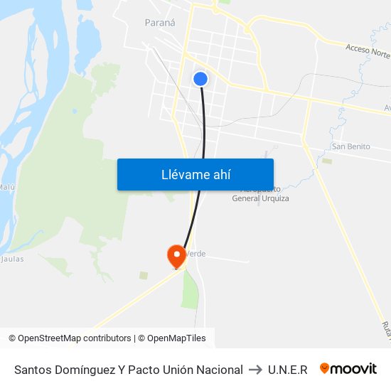 Santos Domínguez Y Pacto Unión Nacional to U.N.E.R map