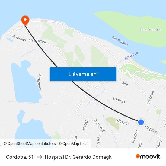 Córdoba, 51 to Hospital Dr. Gerardo Domagk map