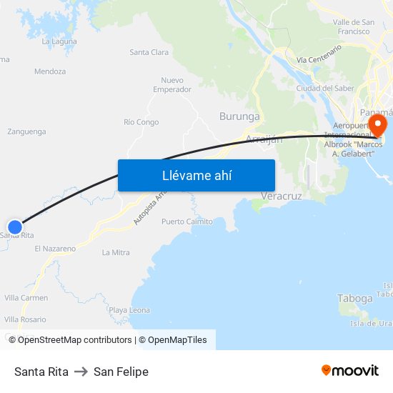 Santa Rita to San Felipe map