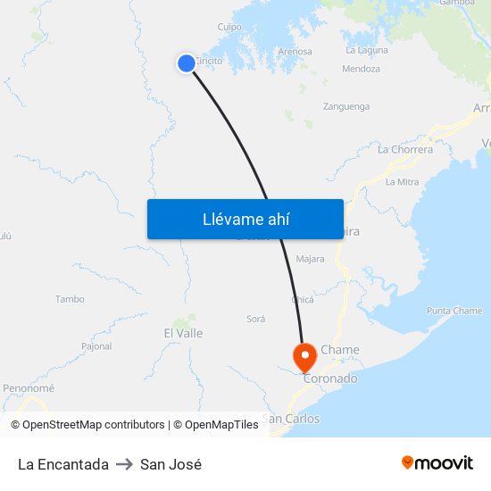 La Encantada to San José map