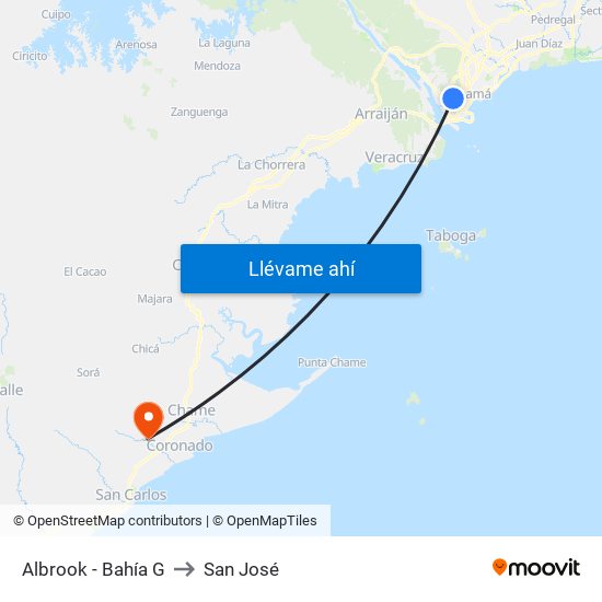 Albrook - Bahía G to San José map
