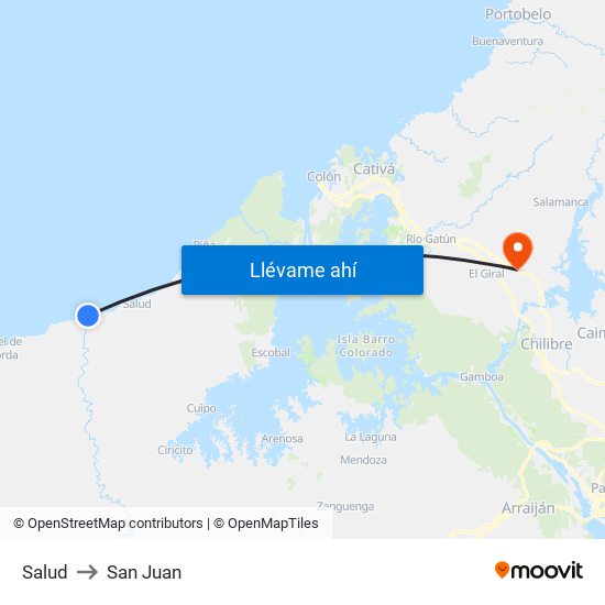 Salud to San Juan map