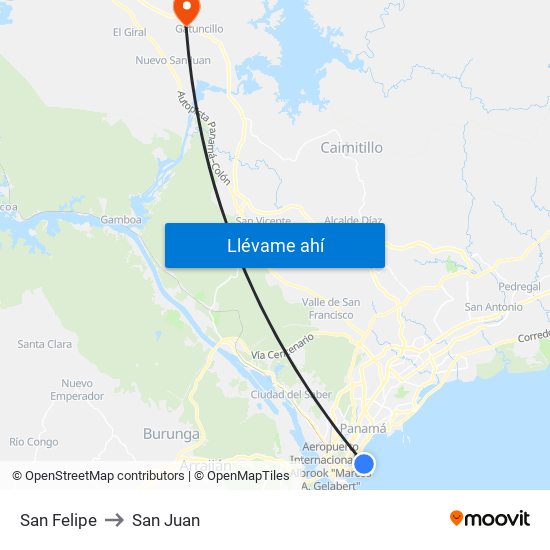San Felipe to San Juan map