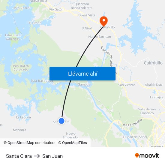 Santa Clara to San Juan map