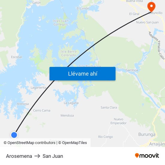 Arosemena to San Juan map