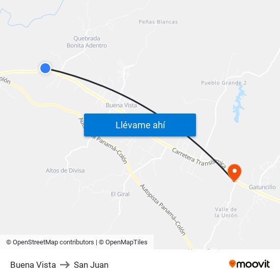 Buena Vista to San Juan map