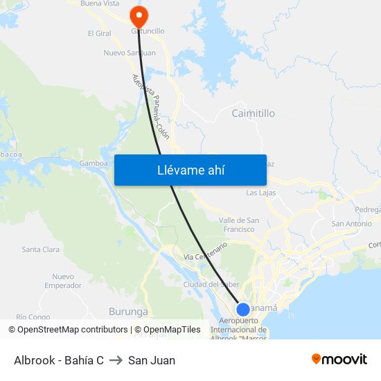 Albrook - Bahía C to San Juan map