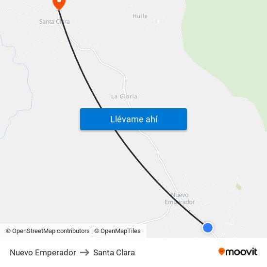 Nuevo Emperador to Santa Clara map
