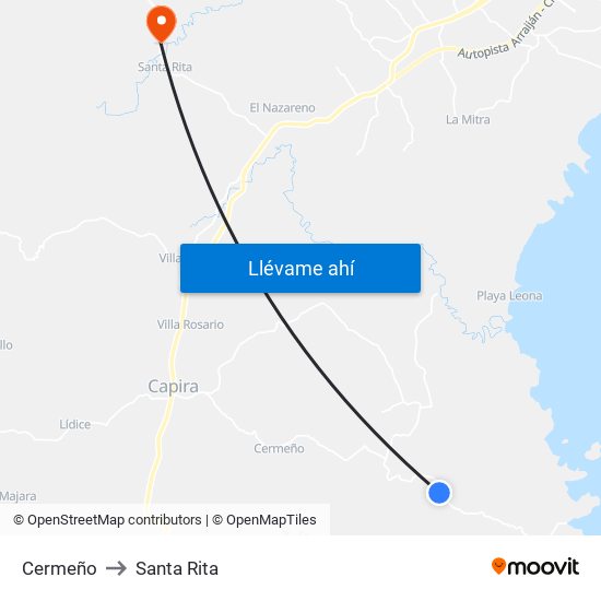 Cermeño to Santa Rita map