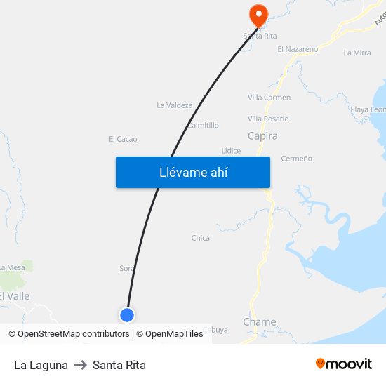 La Laguna to Santa Rita map