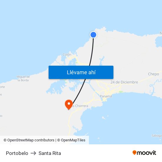 Portobelo to Santa Rita map