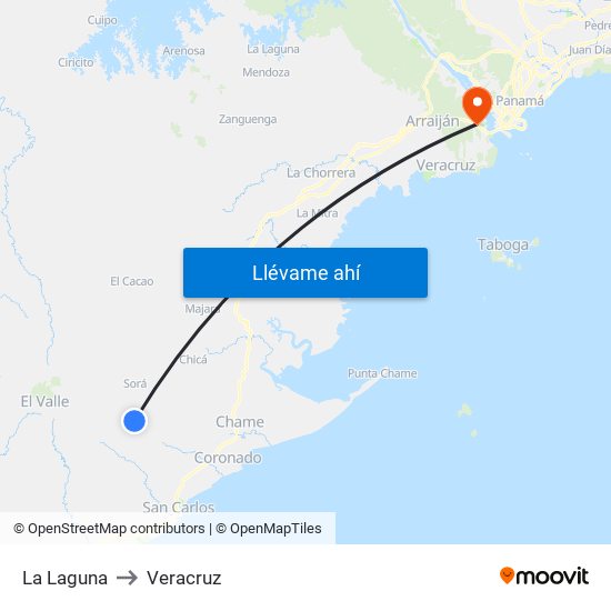 La Laguna to Veracruz map